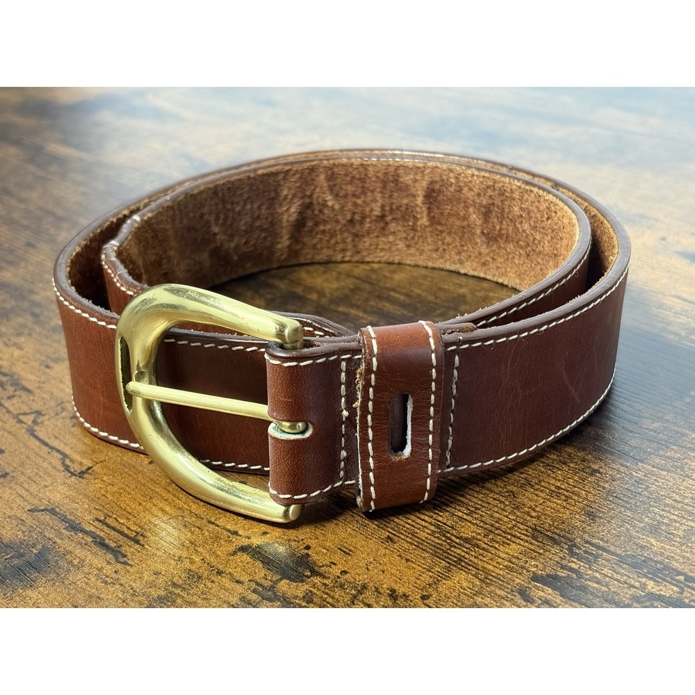 New York Style Leather Belt Women's Medium / 32" Waist Burnished Brown